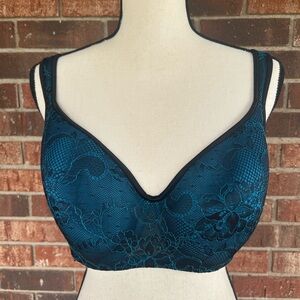 Cacique Elegant Teal & Black Lace Underwire Bra